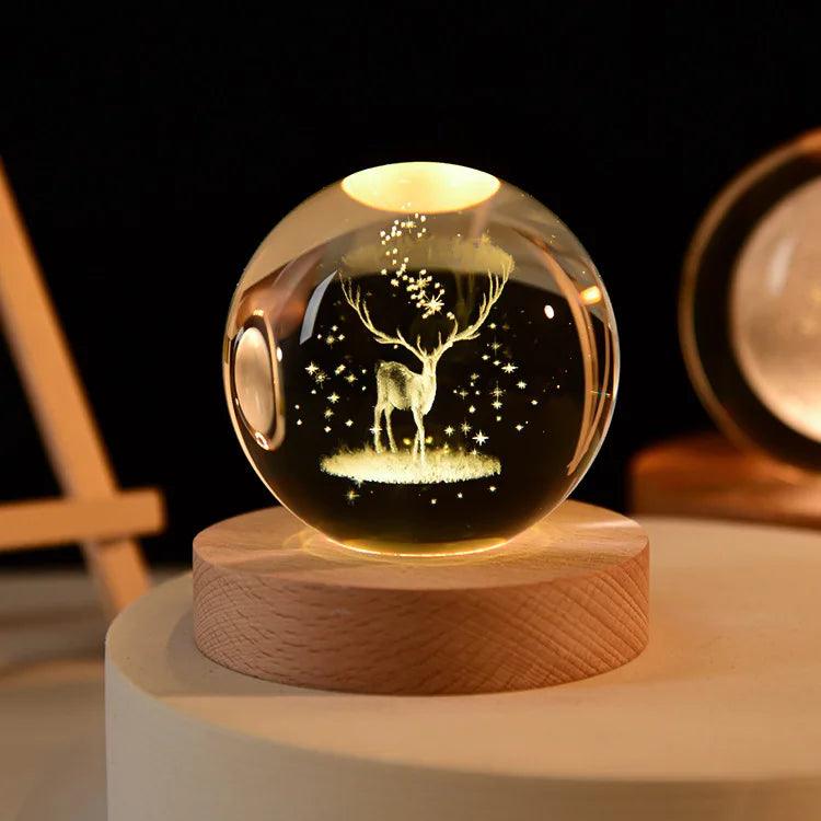 Veilleuse cerf dans boule de cristal - Lumidoo