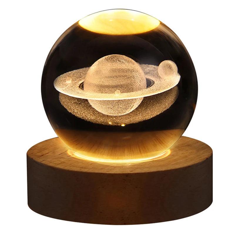 Veilleuse saturne dans boule de cristal - Lumidoo